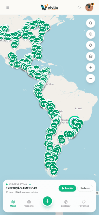 Vivlio App - Mapa de Expedição e Roteiros